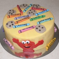Seame Street - Elmo Cake with Personalised Crayons